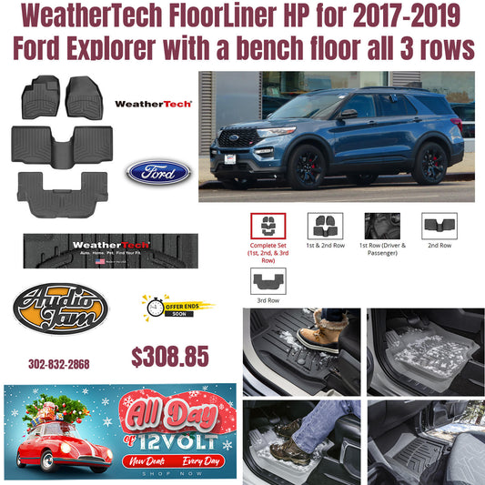WeatherTech FloorLiner HP for 2017-2019 Ford Explorer with a bench floor all 3 rows