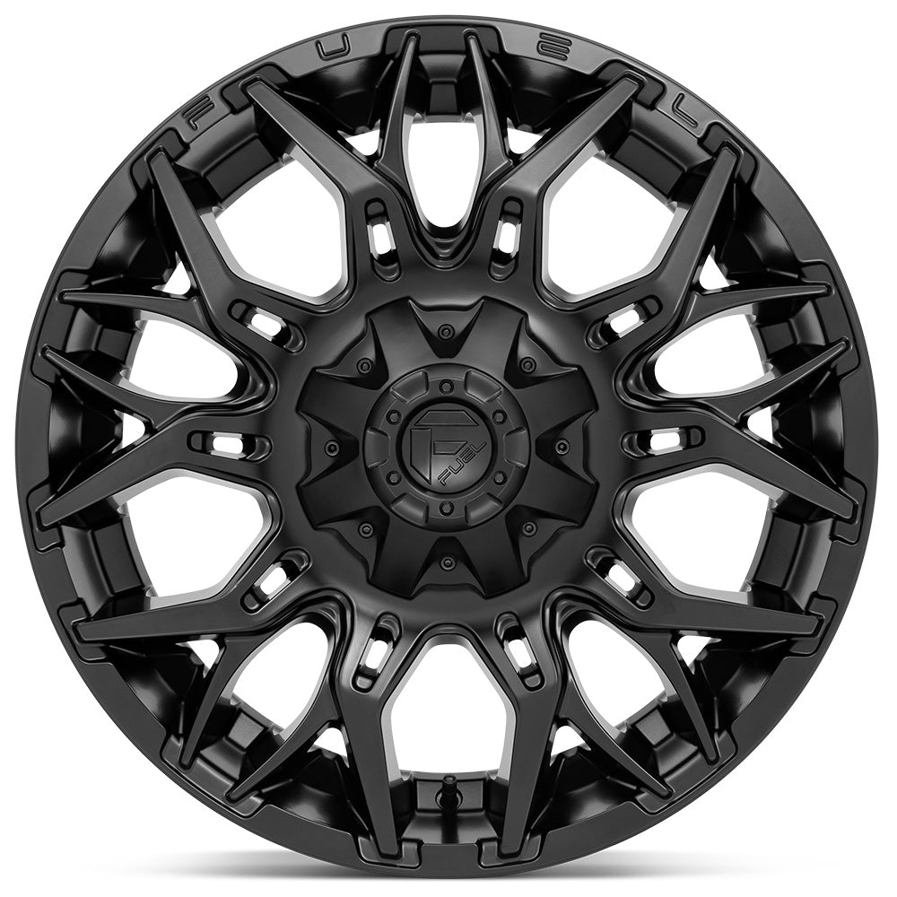 Black alloy wheel on a white background