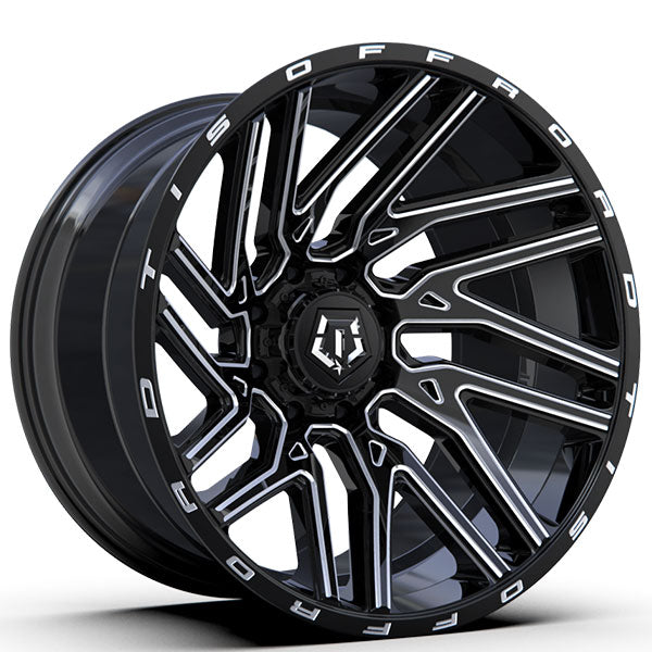 22 Inch Tim's Custom Wheels: 22” TIS 554BM Gloss Black Milled Rims – Audio Jam Inc