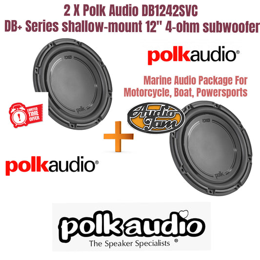 2 X Polk Audio DB1242SVC DB+ Series shallow-mount 12" 4-ohm subwoofer
