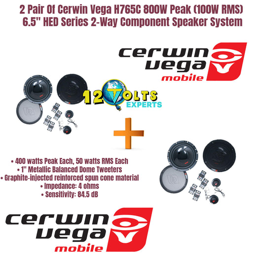 2 Pair Of Cerwin Vega H765C - 800W 6-1/2" 2-Way HED Series Component Car