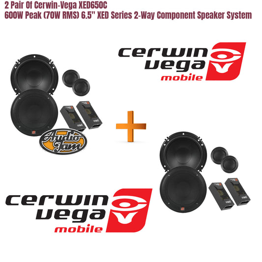 2 Pair of CERWIN VEGA XED650C 6.5-Inch 300 Watts Max 2-Way Component Speaker Set