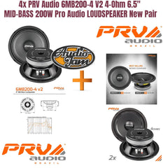 4 x PRV Audio 6MB200-4 V2 4-Ohm 6.5" MID-BASS 200W Pro Audio LOUDSPEAKER New Pair