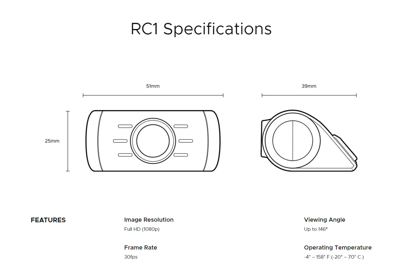 DroneMobile RC1 Rear-Facing (XC-RC1) Camera for Drone XC Dash Cam, (Works with DroneXC Required)