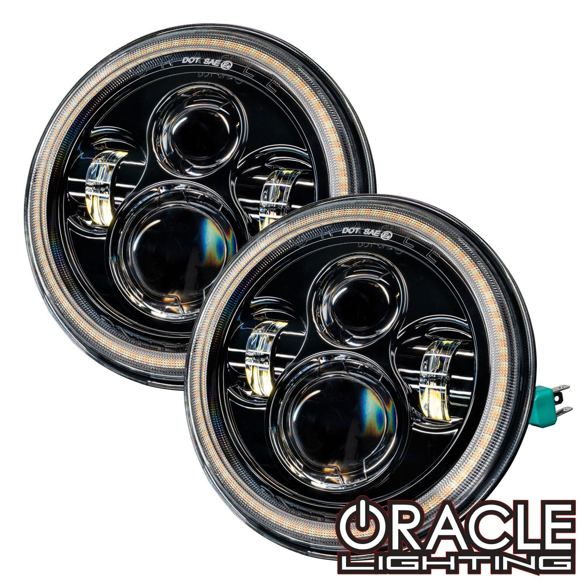 Oracle Lighting 5769-123 - 2007-2018 Jeep Wrangler JK Switchback LED Halo Headlights- DRL and Turn Signal -