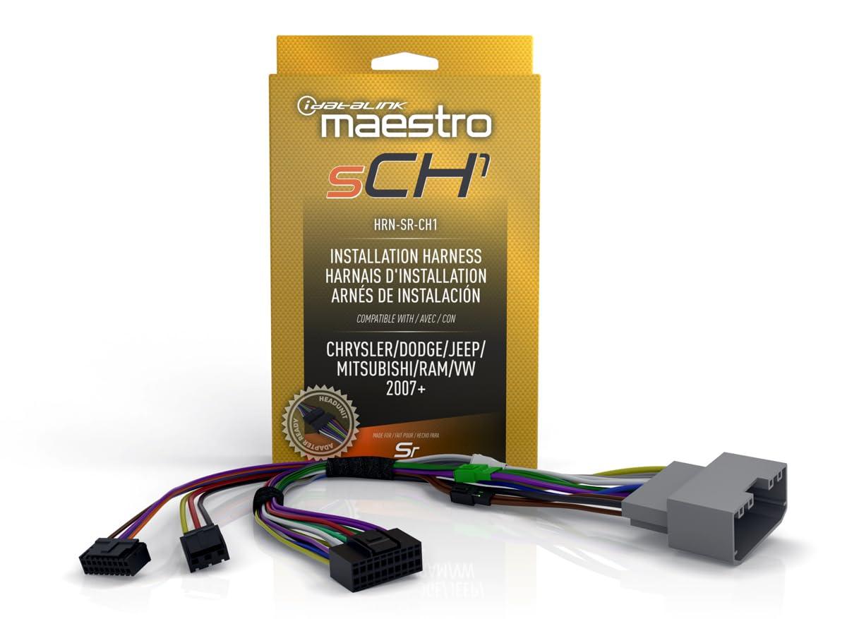 Idatalink Maestro HRN-SR-CH1 T-Harness for Select Chrysler, Dodge, Jeep, RAM Vehicles 2007-20, replace factory radio while retaining steering wheel controls & use of amp (ADS-MSR module also required)