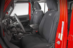 Rough Country Neoprene Seat Covers (fits) 2018-2024 Jeep Wrangler JL 4DR 1st/2nd Row | Water Resistant | 91010 , Black