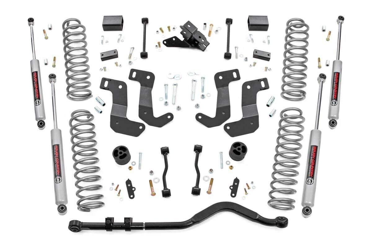 Rough Country 66830 3.5" Suspension Lift Kit includes front and  rear coil springs with a linear coil rate for 2018-2023 Jeep Wrangler JL Unlimited