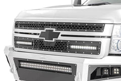 Rough Country 70155 Mesh Grille 12" Single Row LED Pair | Black | Chevy Silverado 2500 HD/3500 HD (11-14)