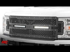 Rough Country 70216 Mesh Grille 12" Dual Row LED | Black | Ford F-250/F-350 Super Duty (17-19)