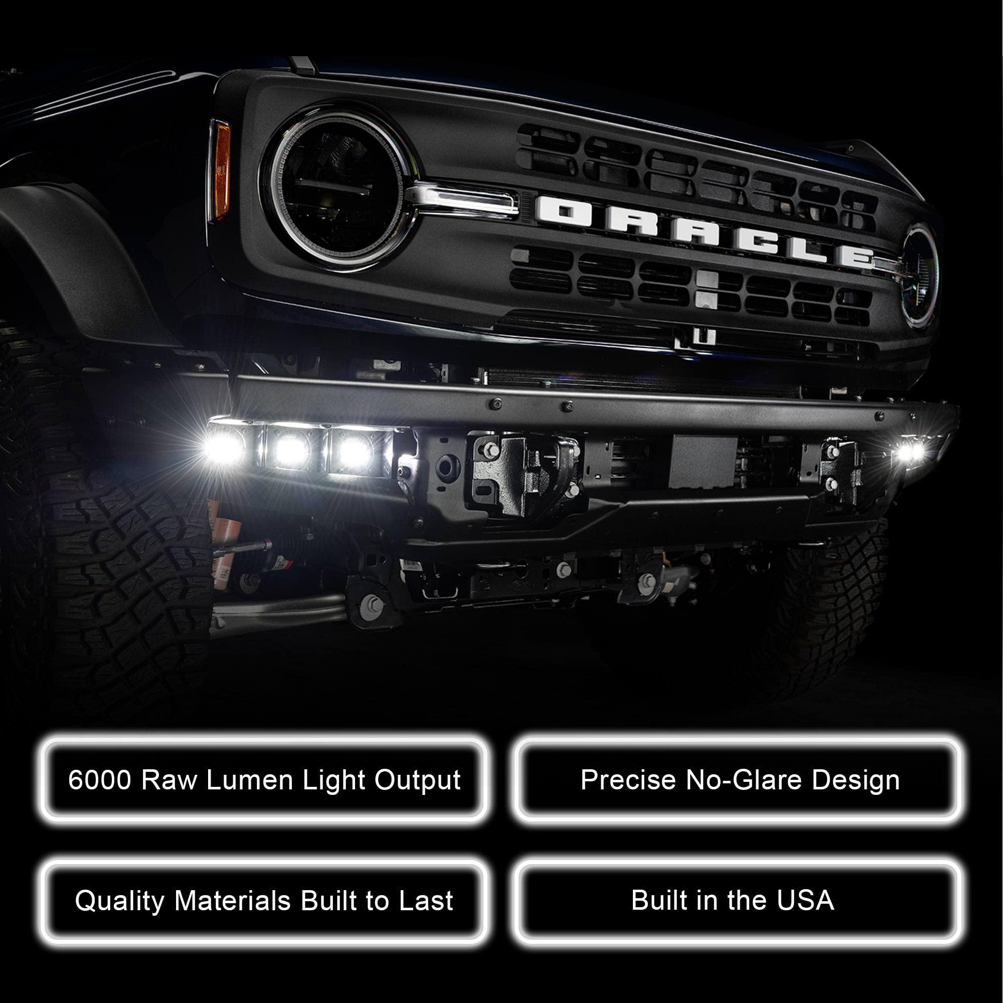 Oracle 5890-001 Ford Bronco 2021-2022 Triple LED Fog Light Kit for Steel Bumper