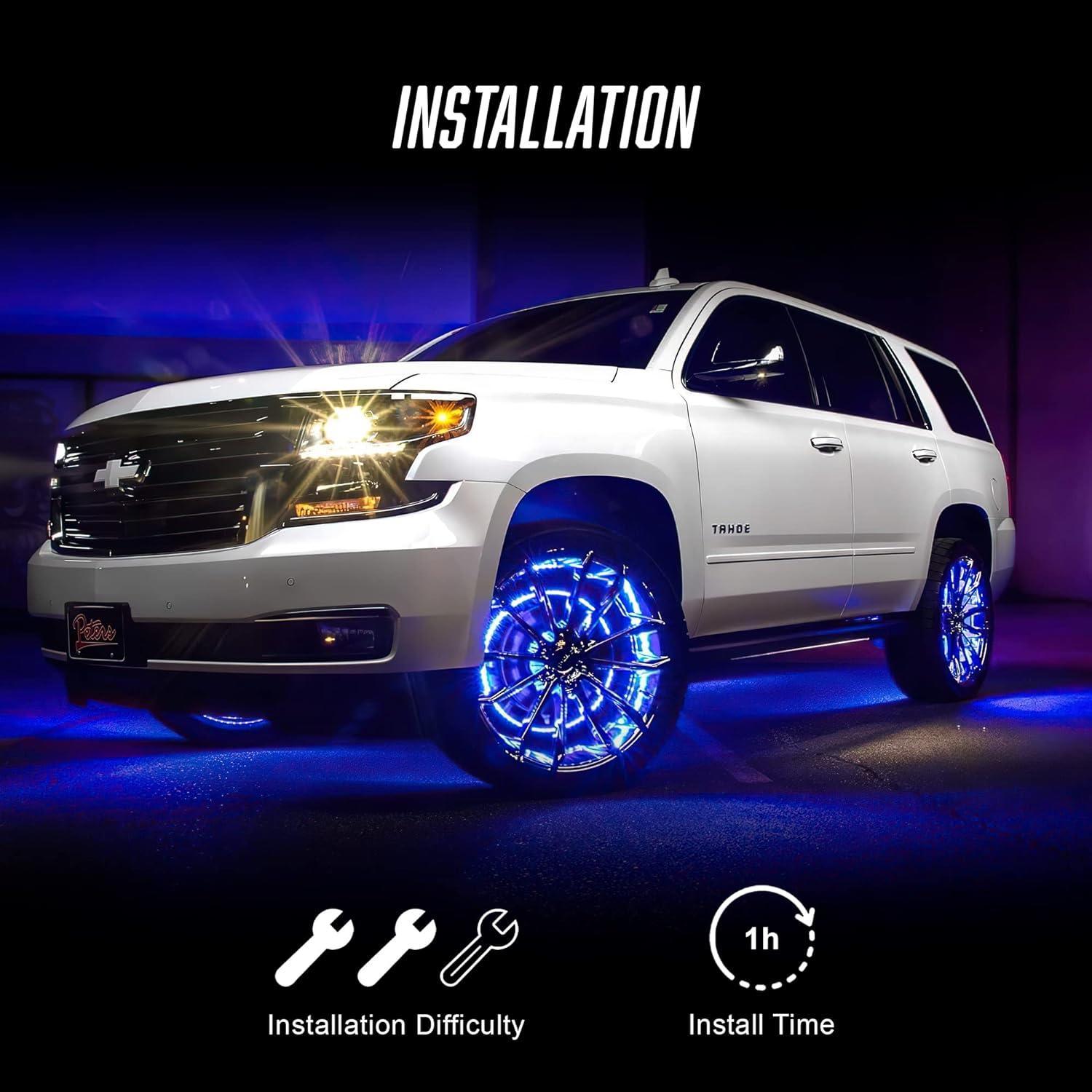 ORACLE Lighting ColorSHIFT RGB+W Illuminated Wheel Rings for Jeep Wrangler , 4 Wheel Rings with RF Controller