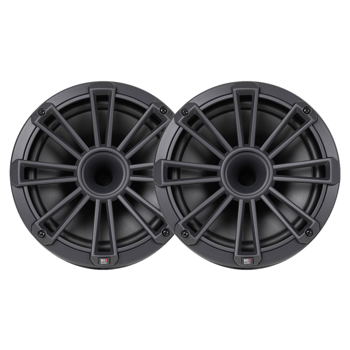 MB Quart NH2-120 Nautic Series 8" Compression Horn Marine Speakers Black/White/Silver Grill