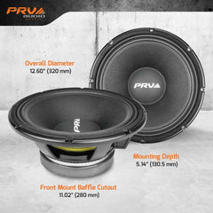 2x PRV Audio 12MB1500 Midbass Car Audio 12" Speakers 8 Ohm 12MB PRO 3000W