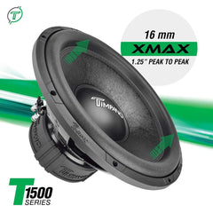 Timpano Audio TPT-T1500-15 D4 15" Car Audio Subwoofer 1600 Watts Dual 4 Ohm Daily Banger