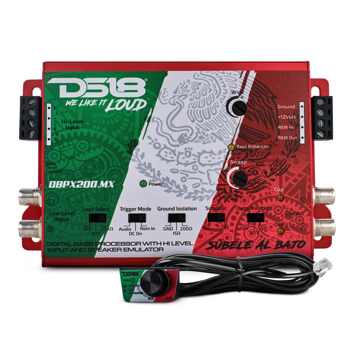 DS18 DBPX200 Digital Bass Processor with Hi to Low Signal Converter & Speaker Emulator, Digital Bass Restoration Processor, 2-Channel Preamp Input/Output, Fully Adjustable Bass (Mexico Design)