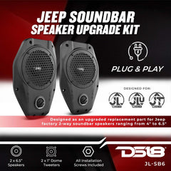 DS18 JL-SB6 Soundbar Enclosure Upgrade with 6.5" Neodymium Mid-Range and Tweeter for Jeep Wrangler