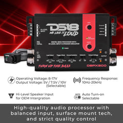 DS18 DBPX200 Digital Bass Processor with Hi to Low Signal Converter & Speaker Emulator, Digital Bass Restoration Processor, 2-Channel Preamp Input/Output, Fully Adjustable Bass