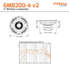 4 x PRV Audio 6MB200-4 V2 4-Ohm 6.5" MID-BASS 200W Pro Audio LOUDSPEAKER New Pair