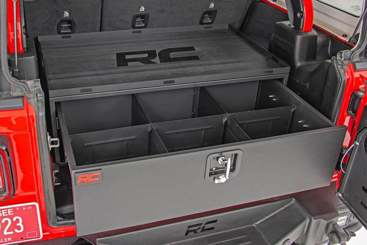 Rough Country 99030 Storage Box Metal | Slide Out Lockable Drawer | Jeep Wrangler JL/Wrangler Unlimited (18-24)