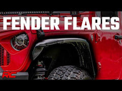 Rough Country 99036 High Clearance LED Flat Fender Flare Kit UV Treated | | Jeep Wrangler JL (18-24)