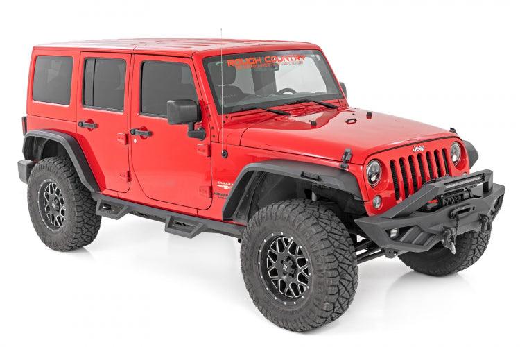 Rough Country 99037 High Clearance LED Flat Fender Flare Kit UV Treated | Jeep Wrangler JK (07-18)