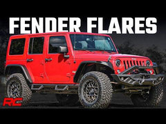 Rough Country 99037 High Clearance LED Flat Fender Flare Kit UV Treated | Jeep Wrangler JK (07-18)