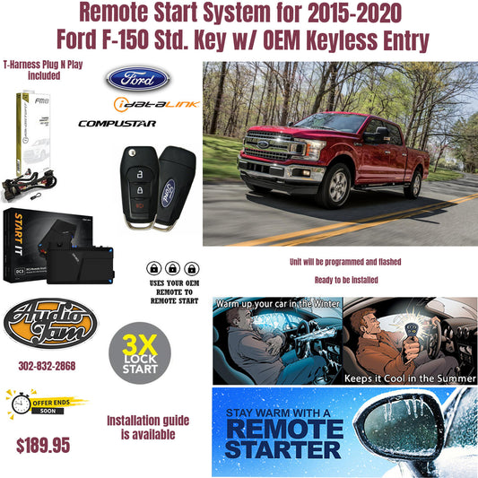 Remote Start System for 2015-2020 Ford F-150 Std. Key w/ OEM Keyless Entry Auto