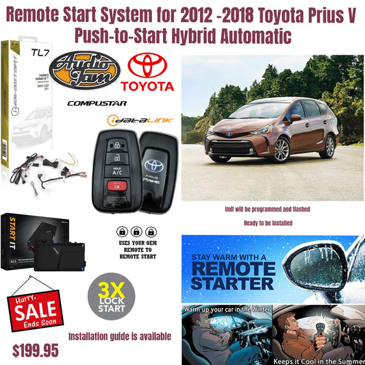 Remote Start System for 2012-2018 Toyota Prius V Push-to-Start Hybrid Automatic