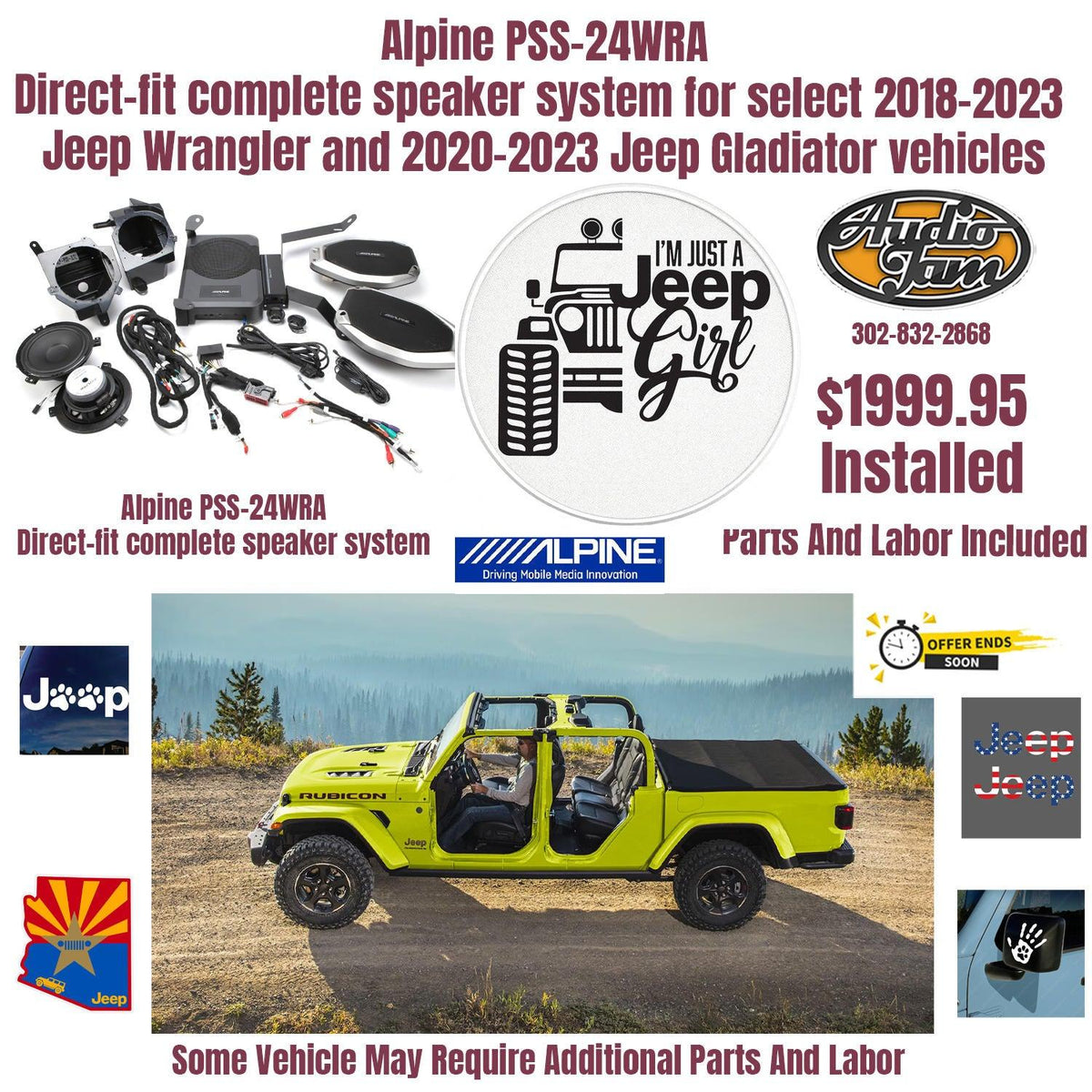 Alpine PSS-24WRA  Direct-fit complete speaker system for select 2018-2023 Jeep Wrangler and 2020-2023 Jeep Gladiator vehicles