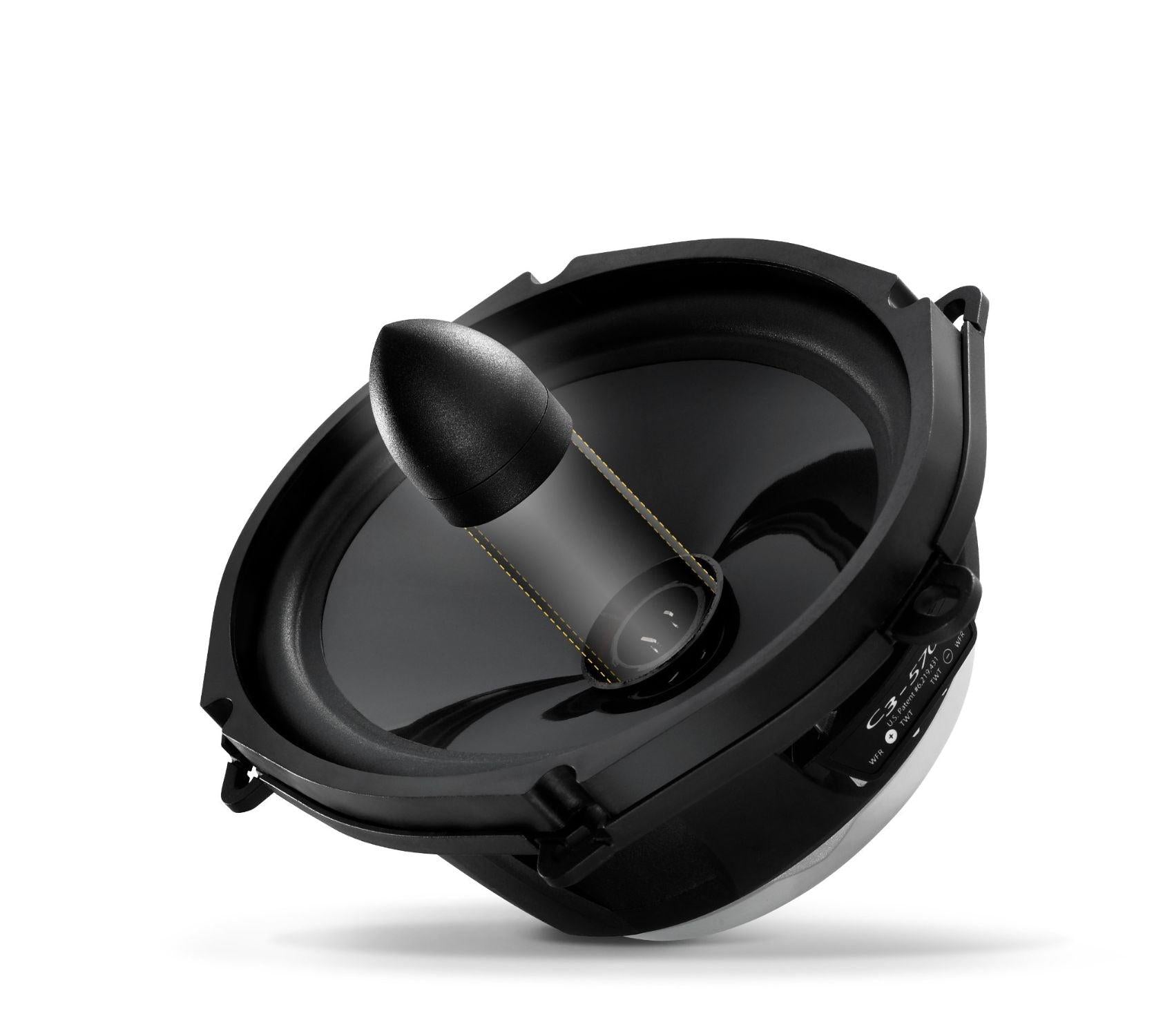 JL Audio C3-570 Convertible System with 5 x 7 / 6 x 8-inch (125 x 180mm) woofer and 1-inch (25mm) silk dome tweeter with neodymium magnet, programmable outboard crossover network.