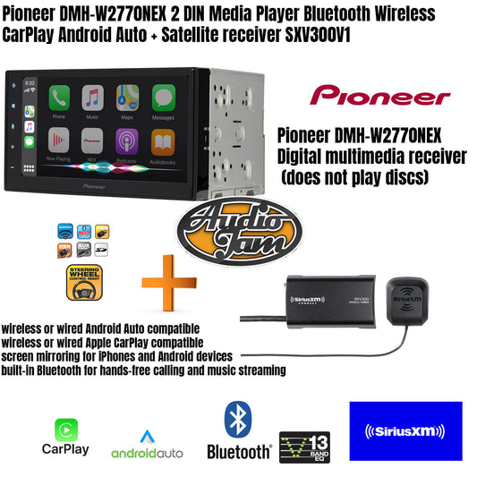 Pioneer DMH-W2770NEX 2 DIN Media Player Bluetooth Wireless Apple Android Auto CarPlay  + SXV300V1 Satellite receiver