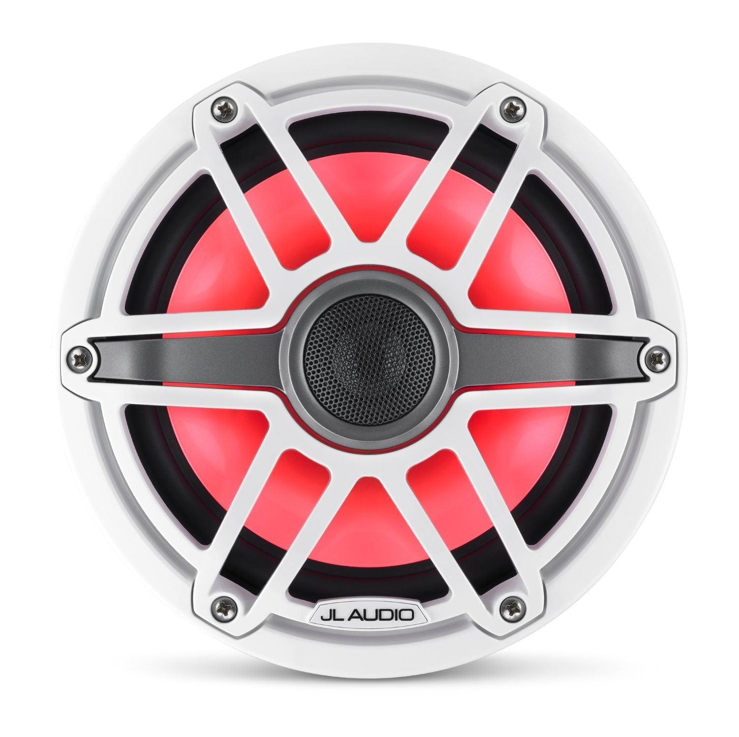 JL Audio M6-770x-S-GwGw-i M6 Series 7.7" marine speakers with LED lights (Gloss White Sport Grille)