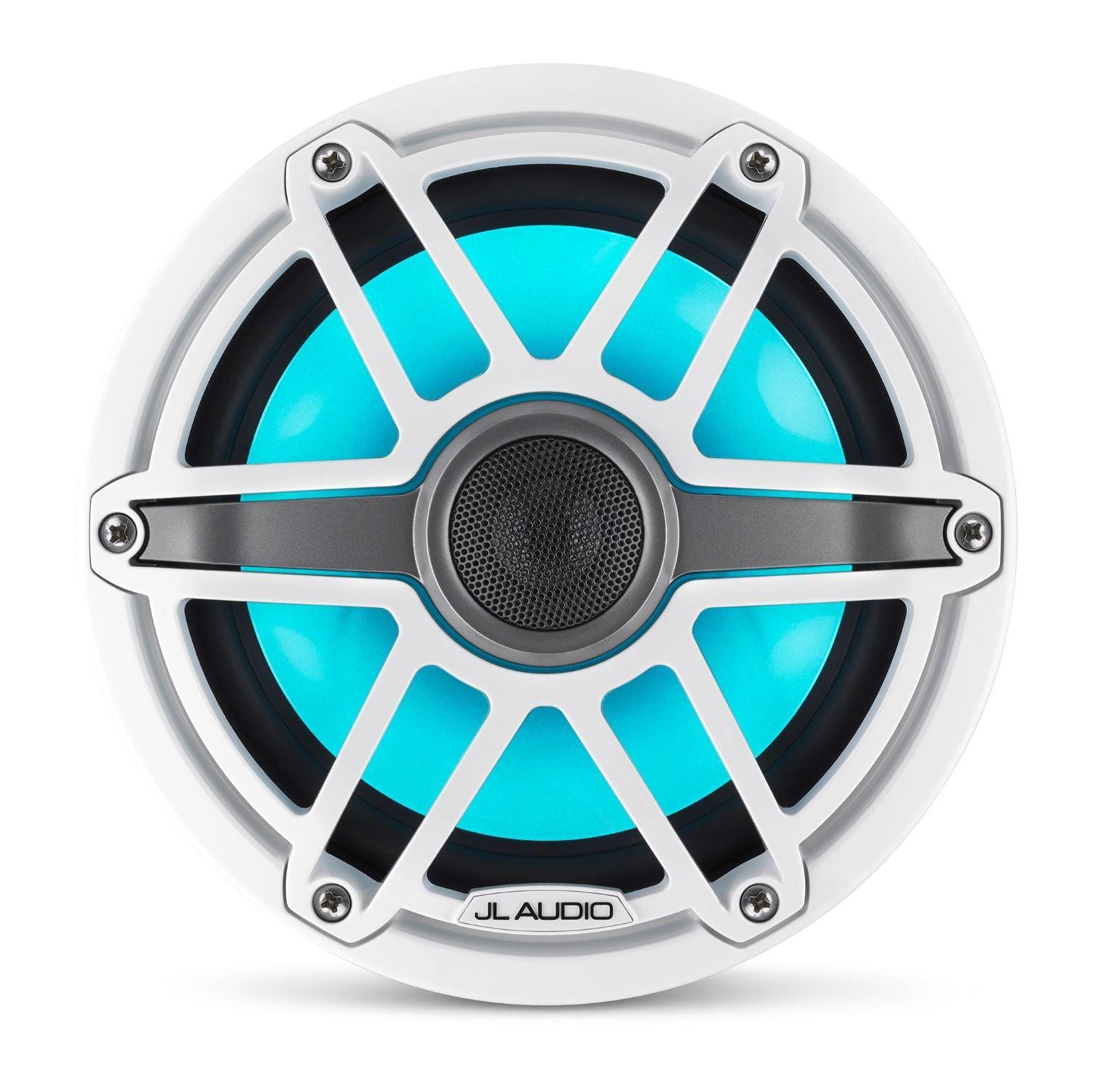 JL Audio M6-770x-S-GwGw-i M6 Series 7.7" marine speakers with LED lights (Gloss White Sport Grille)