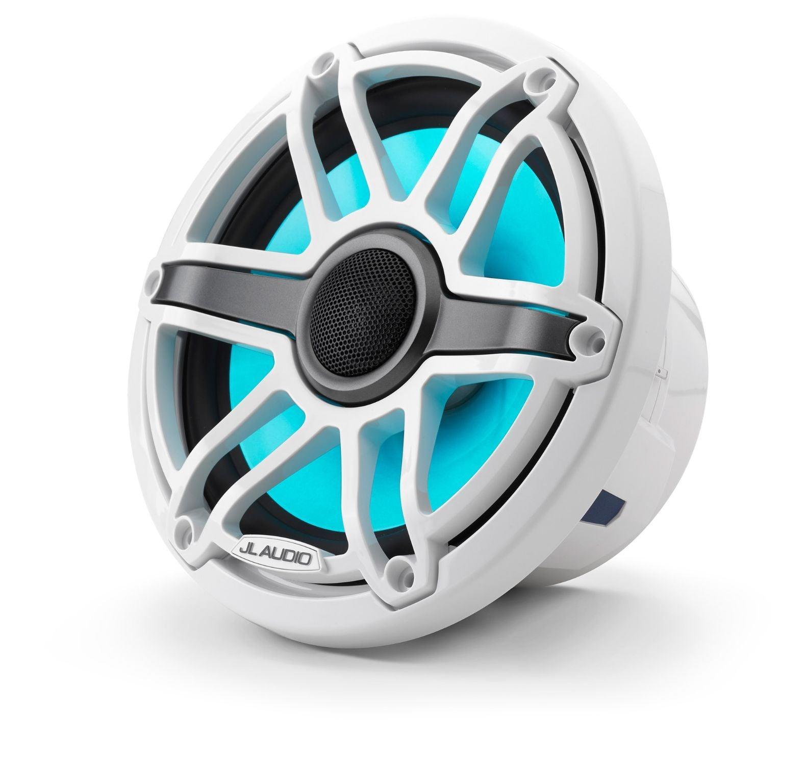 JL Audio M6-770x-S-GwGw-i M6 Series 7.7" marine speakers with LED lights (Gloss White Sport Grille)