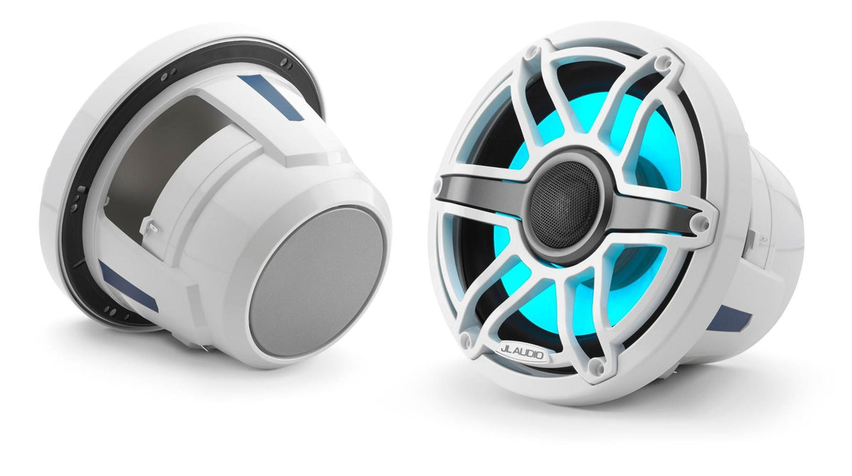 JL Audio M6-880X-S-GwGw-i M6 Series 8.8" marine speakers with built-in LED lighting (Gloss White Sport Grille)