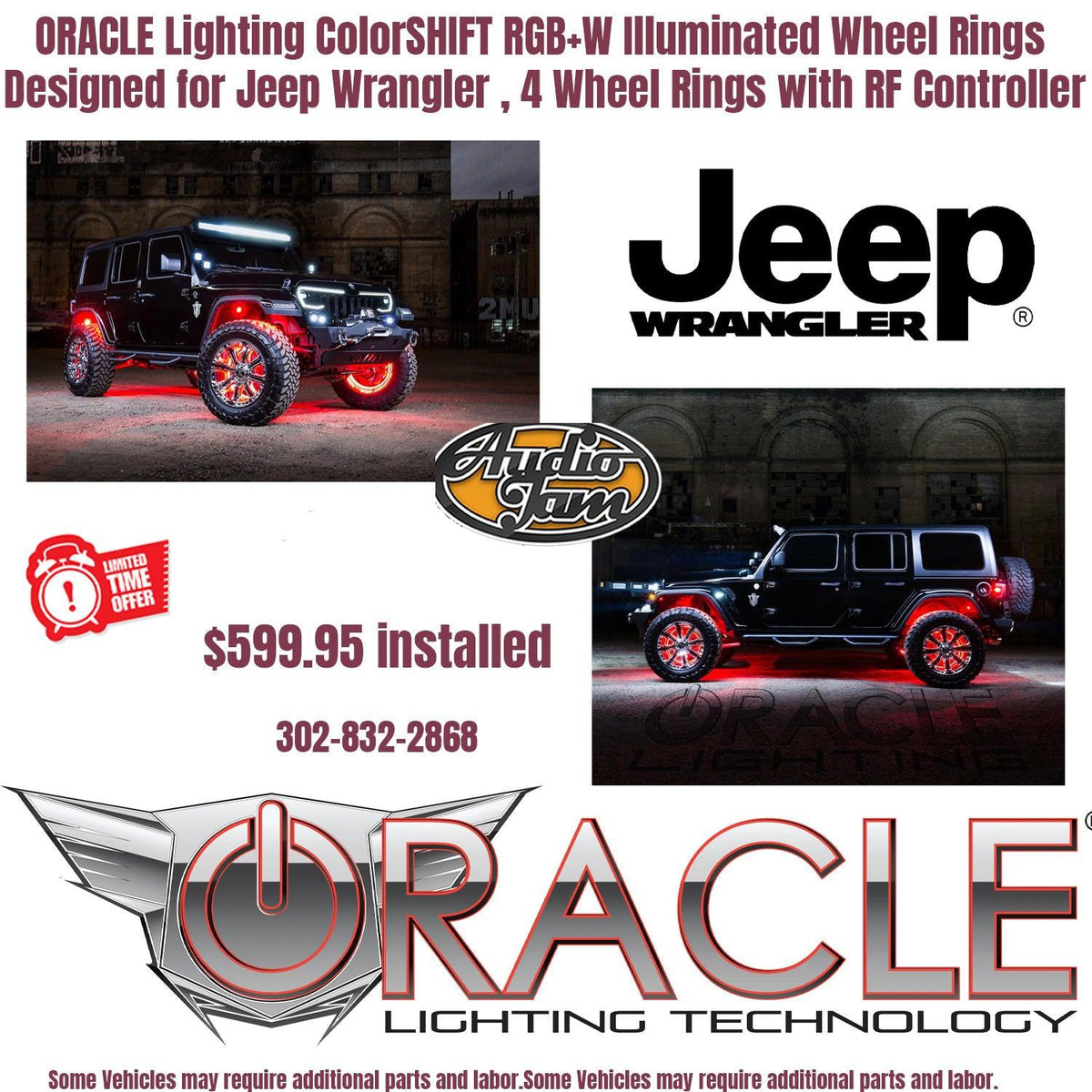 ORACLE Lighting ColorSHIFT RGB+W Illuminated Wheel Rings for Jeep Wrangler , 4 Wheel Rings with RF Controller