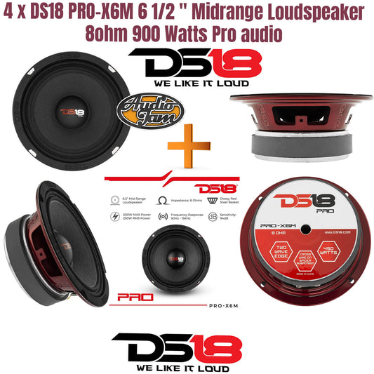 4 x DS18 PRO-X6M 6 1/2 " Midrange Loudspeaker 8ohm 900 Watts Pro audio New