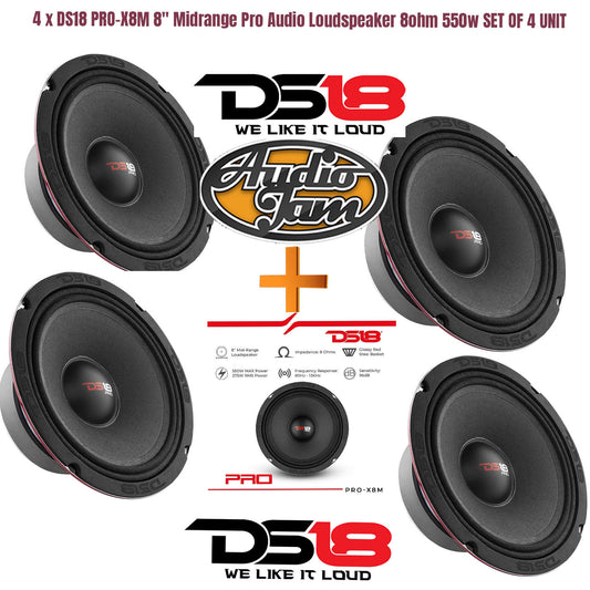 4 x DS18 PRO-X8M 8" Midrange Pro Audio Loudspeaker 8ohm 550w SET OF 4 UNIT