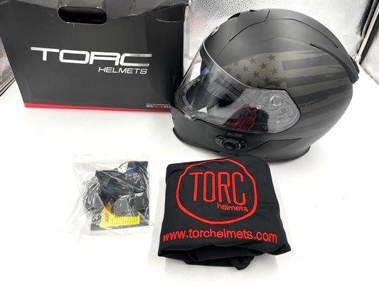 TORC T14B15FG21 T-14B Flag X-Small Black/Gray Full Face Helmet with Bluetooth