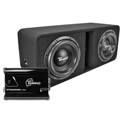 Timpano Audio KIT1xTPT-T2500-2x12D4+1xTPT-BASS50001Ohm Dual 12" Car Audio Subwoofer Box + Amplifier Bundle 5000 Watts 1 Ohm Loaded Ported Enclosure