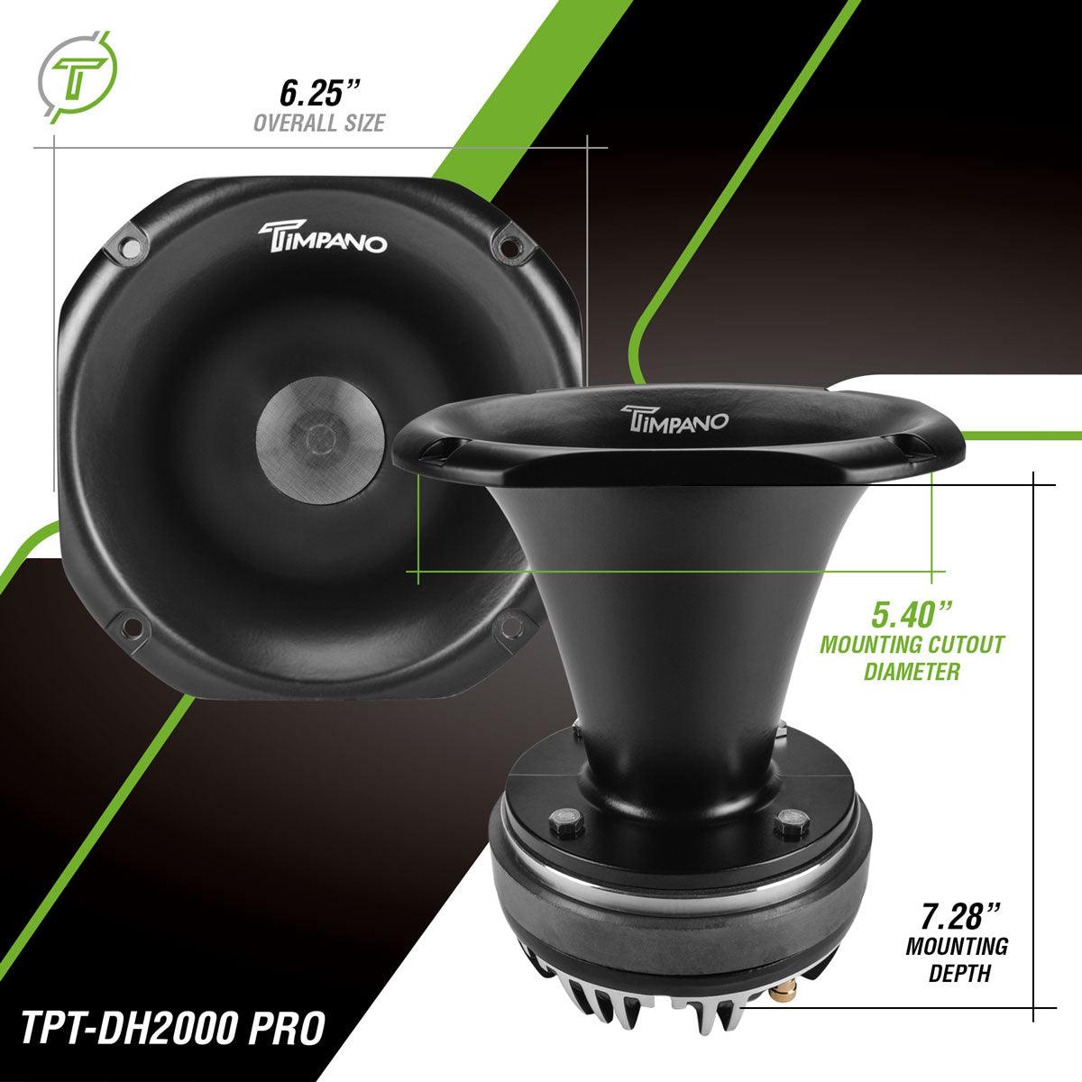 Timpano Audio TPT-DH2000 PRO 2" Exit Titanium Compression Driver + Long Horn 450 Watts 8 Ohm