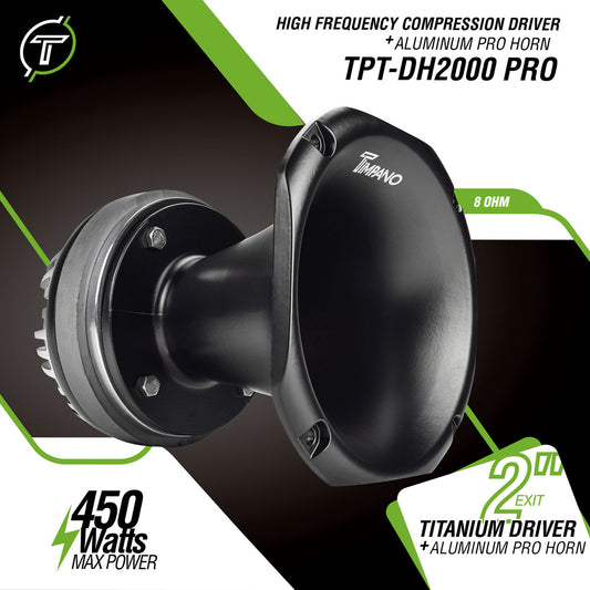 Timpano Audio TPT-DH2000 PRO 2" Exit Titanium Compression Driver + Long Horn 450 Watts 8 Ohm