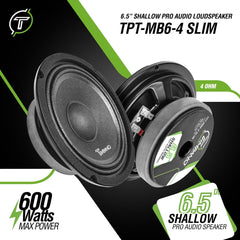 Timpano Audio TPT-MB6-4 SLIM 6.5" Shallow Car Audio Midbass Loudspeaker  4 Ohm