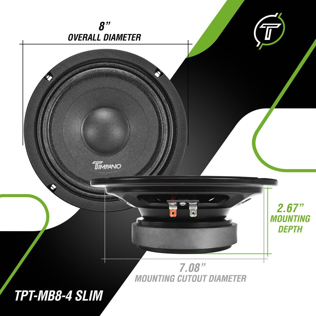 Timpano Audio TPT-MB8-4 SLIM 8" Shallow Car Audio Midbass Loudspeaker  4 Ohm