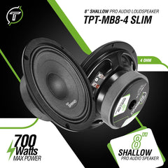 Timpano Audio TPT-MB8-4 SLIM 8" Shallow Car Audio Midbass Loudspeaker  4 Ohm