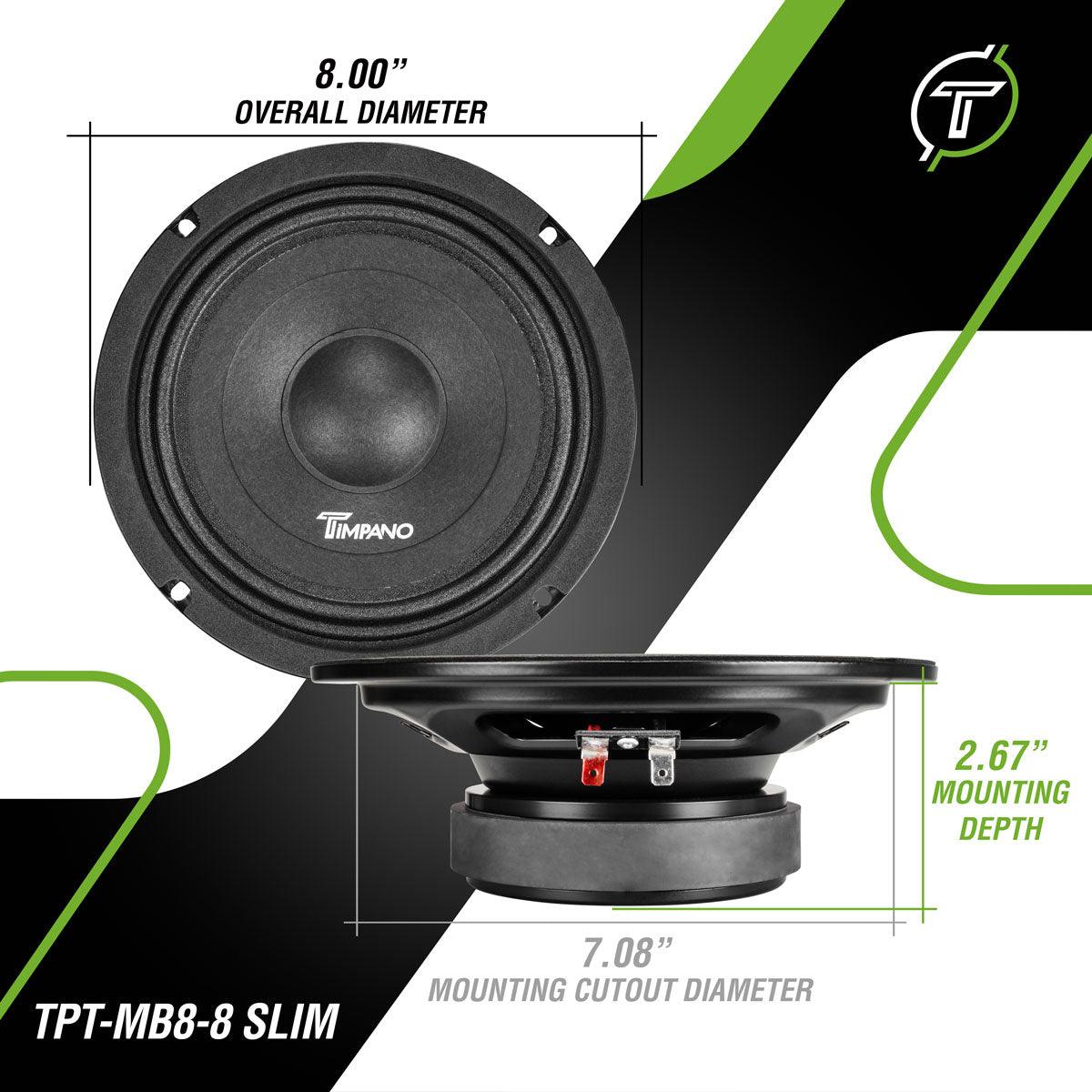 Timpano Audio TPT-MB8-8 SLIM 8" Shallow PRO Audio Midbass Loudspeaker  8 Ohm