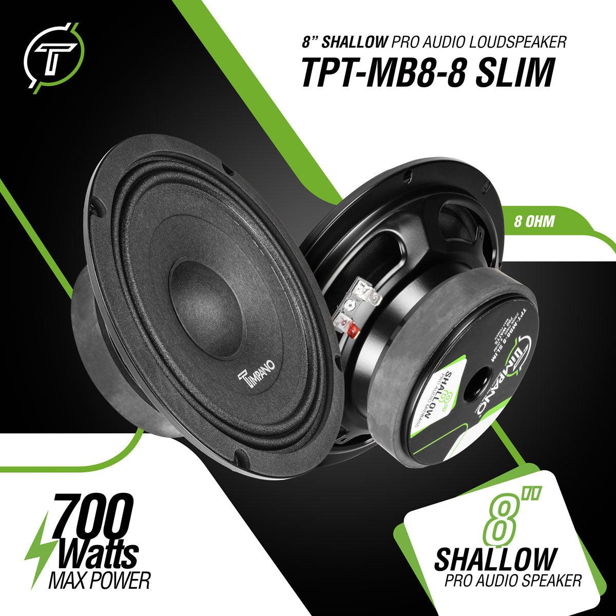 Timpano Audio TPT-MB8-8 SLIM 8" Shallow PRO Audio Midbass Loudspeaker  8 Ohm