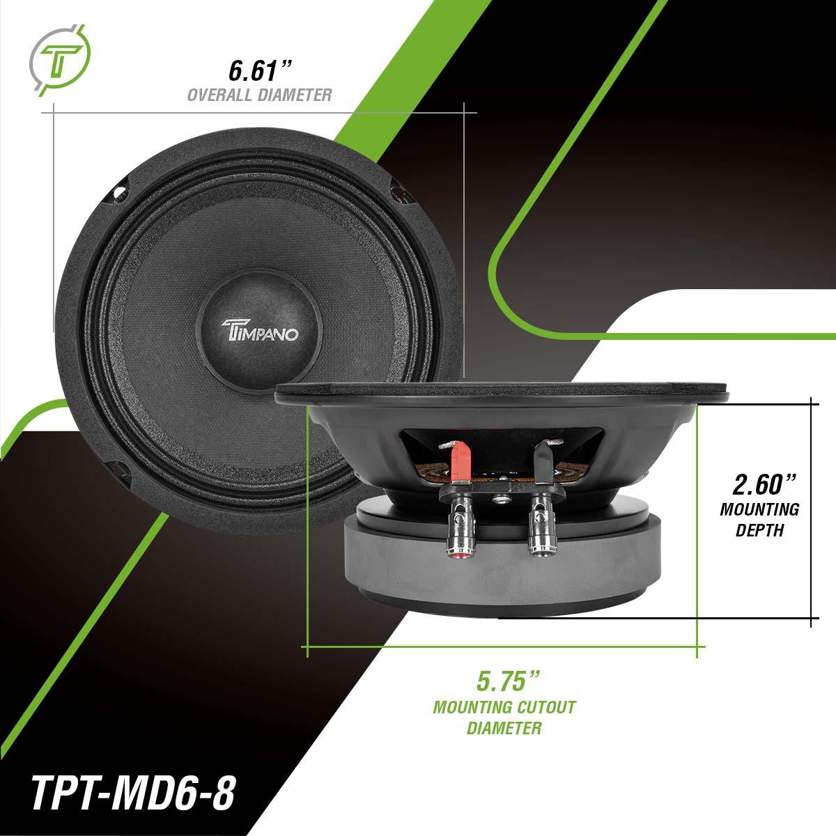 Timpano Audio TPT-MD6-8 PRO 6.5" Midrange 600 Watts PRO Audio Loudspeaker 8 Ohm  Car Audio Premium Sound System Speaker