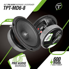 Timpano Audio TPT-MD6-8 PRO 6.5" Midrange 600 Watts PRO Audio Loudspeaker 8 Ohm  Car Audio Premium Sound System Speaker